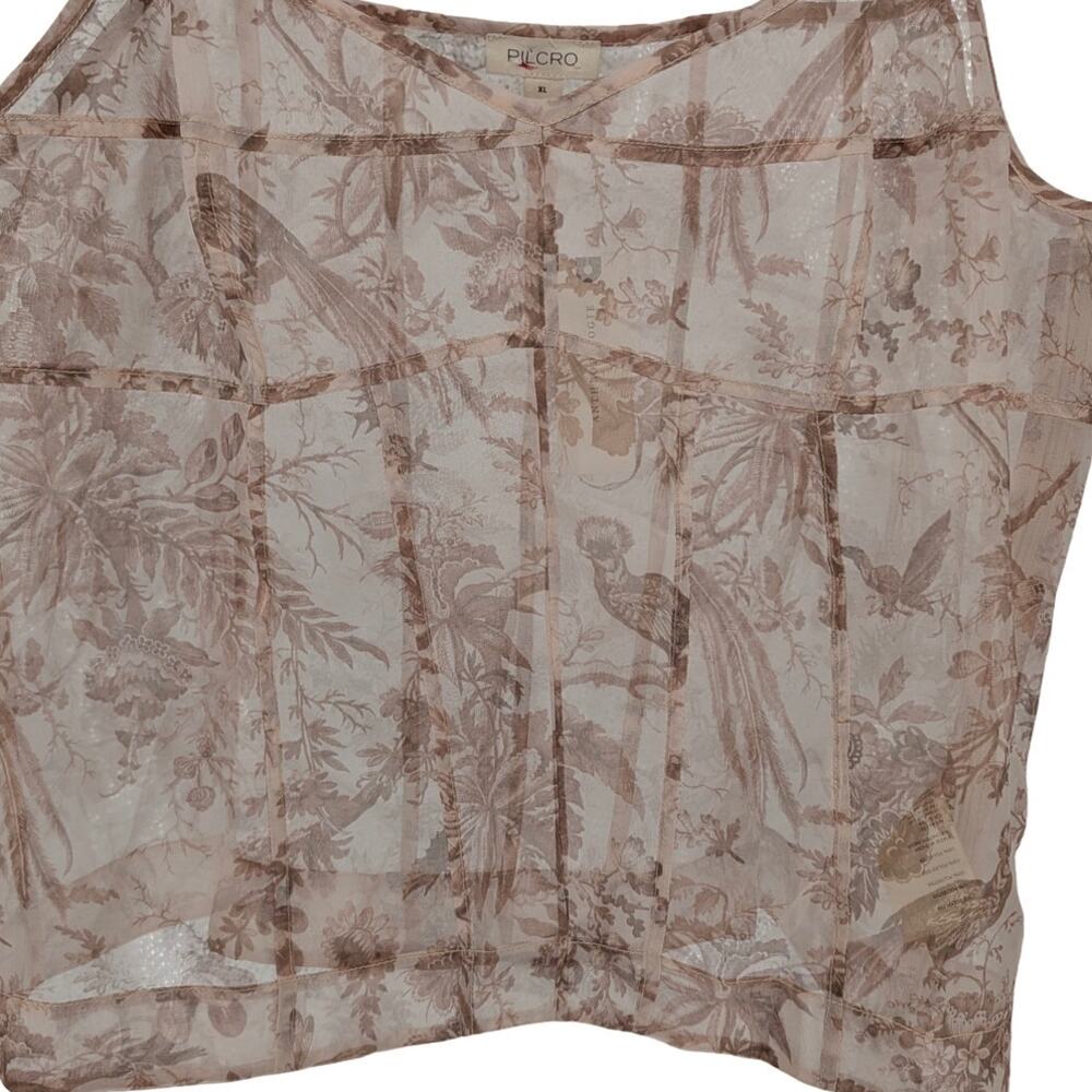 Pilcro Anthropologie Sheer Corset Tank Top XL Floral Bird Toile NWT $78 - Picture 3 of 7